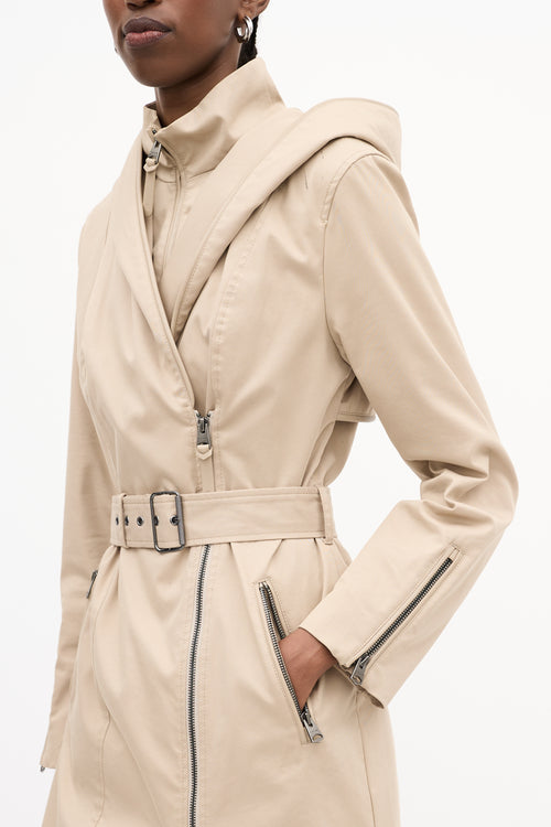 Mackage Beige Cotton Adela Layered Zip Coat