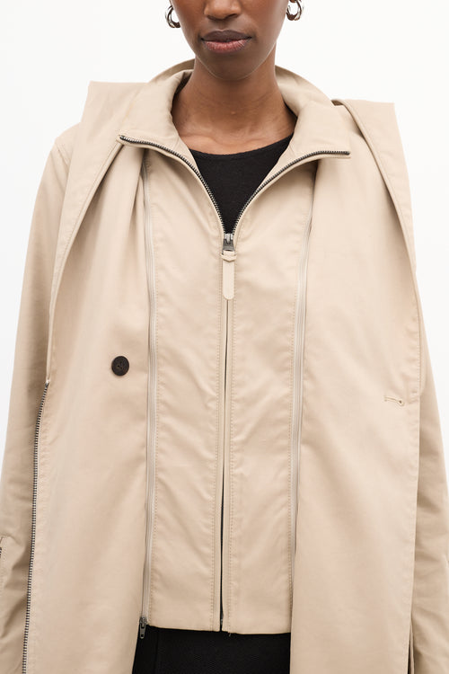 Mackage Beige Cotton Adela Layered Zip Coat