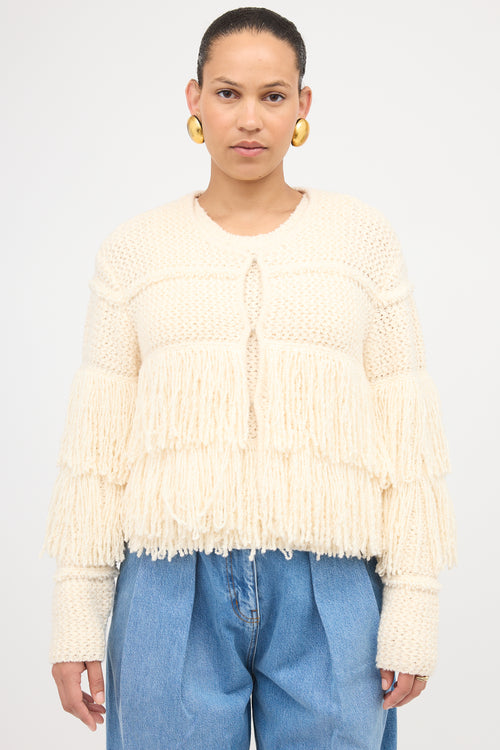 Tanya Taylor Wool Sola Fringe Cardigan