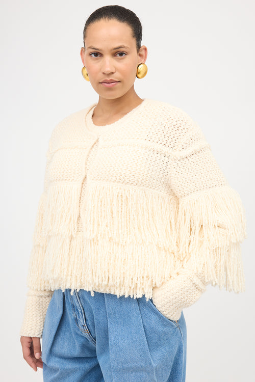 Tanya Taylor Wool Sola Fringe Cardigan