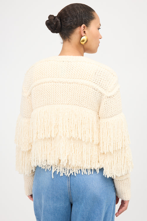 Tanya Taylor Wool Sola Fringe Cardigan