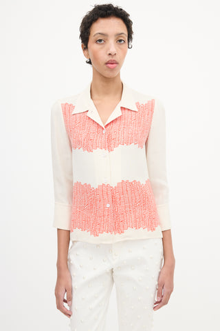 Maiyet Cream & Red Silk Printed Shirt