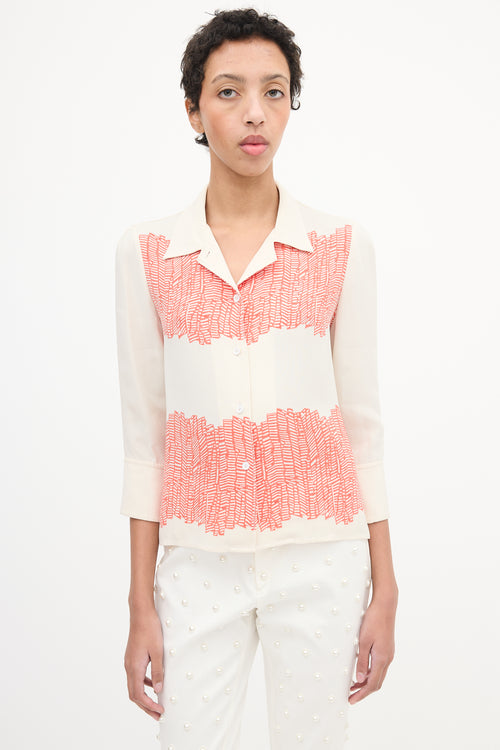 Maiyet Cream & Red Silk Printed Shirt