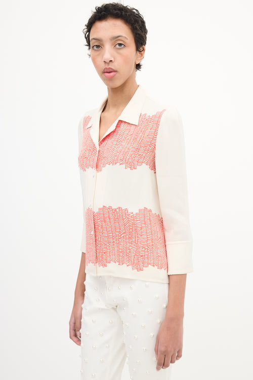 Maiyet Cream & Red Silk Printed Shirt