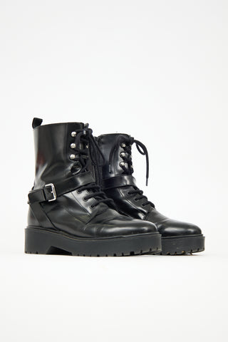 Maje Leather Combat Boot
