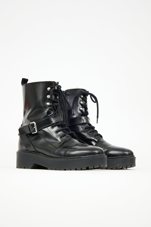 Maje Leather Combat Boot