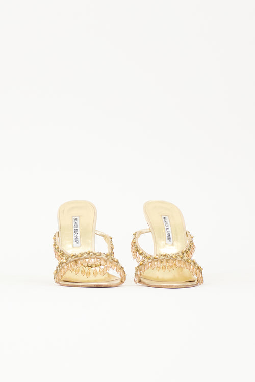 Manolo Blahnik Crystal & Leather Sandal