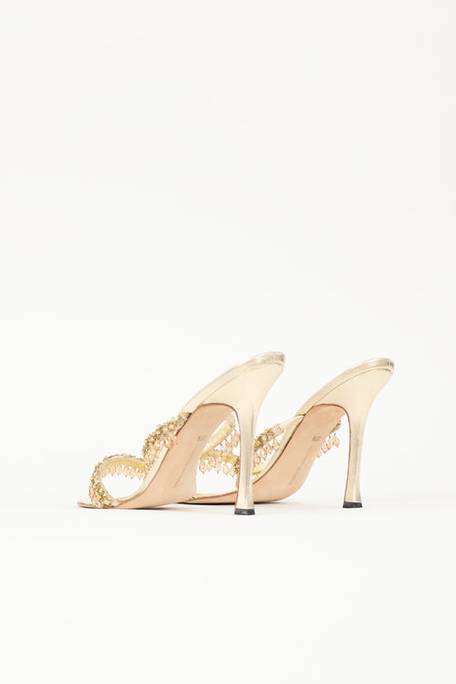 Manolo Blahnik Crystal & Leather Sandal