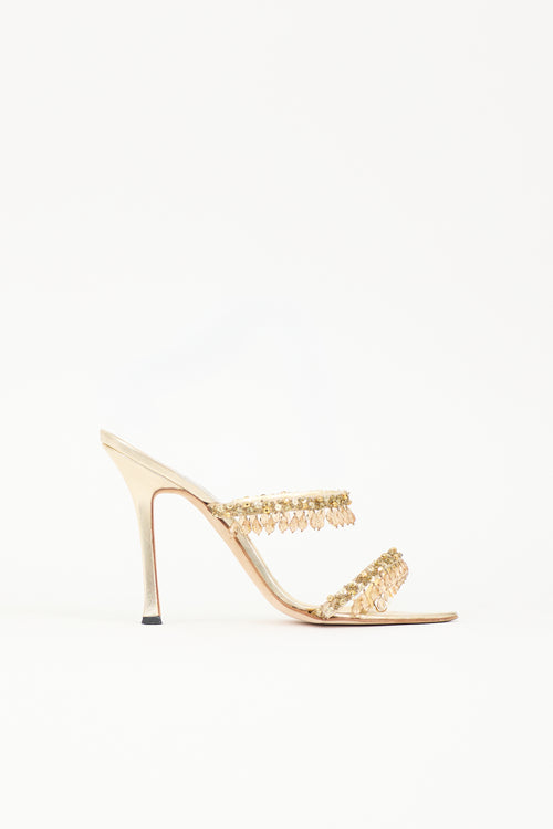 Manolo Blahnik Crystal & Leather Sandal