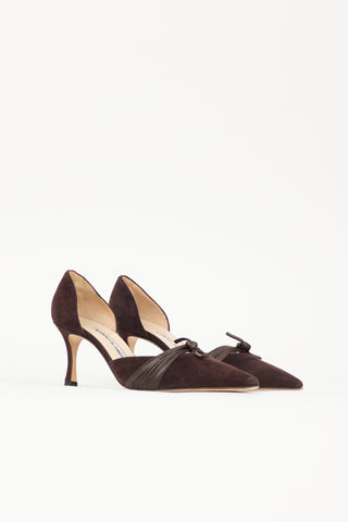 Manolo Blahnik Suede Lisy D'Orsay Pump