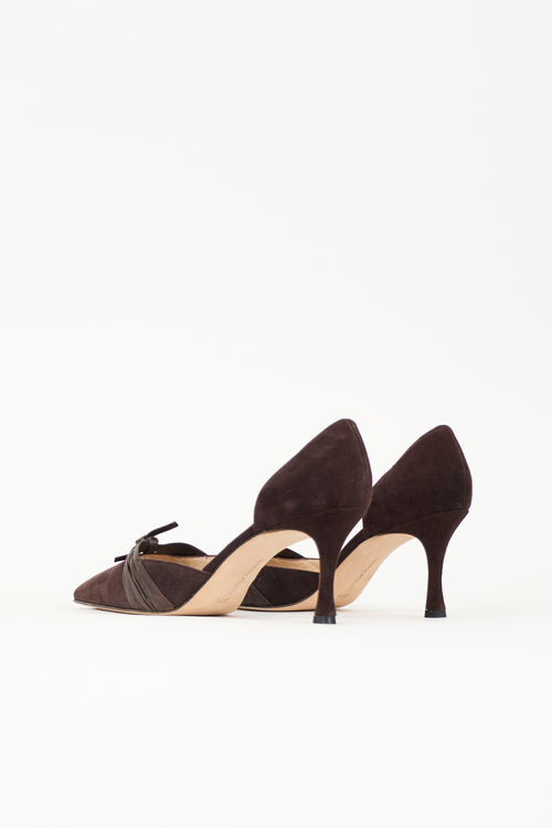 Manolo Blahnik Suede Lisy D'Orsay Pump
