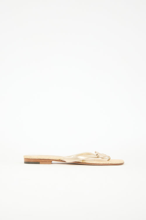 Manolo Blahnik Leather Bow Sandal