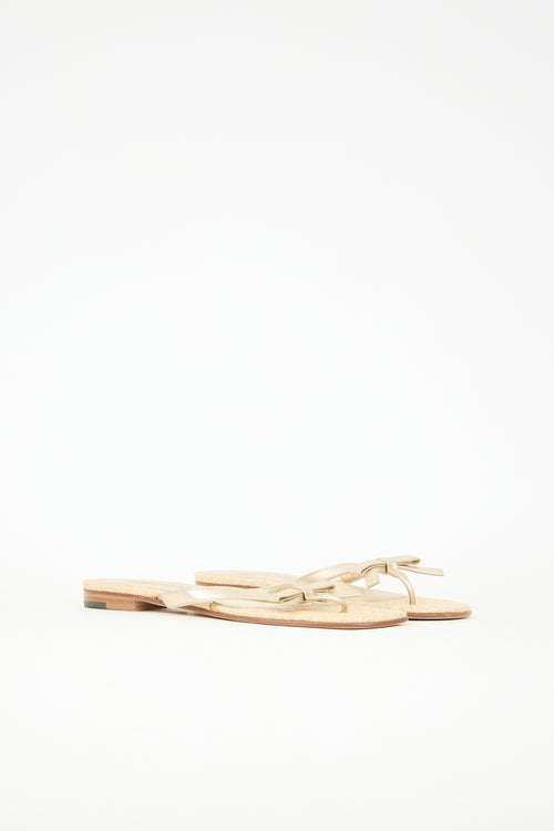 Manolo Blahnik Leather Bow Sandal