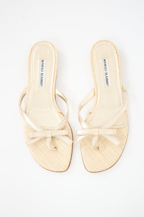 Manolo Blahnik Leather Bow Sandal