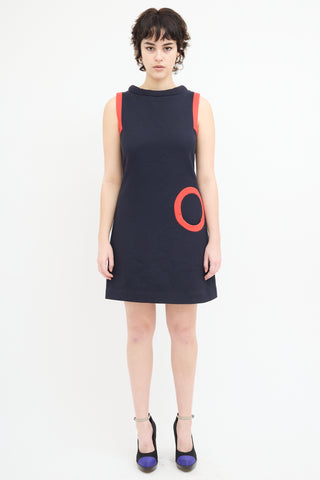 Marc Jacobs Navy & Red Wool Mini Dress