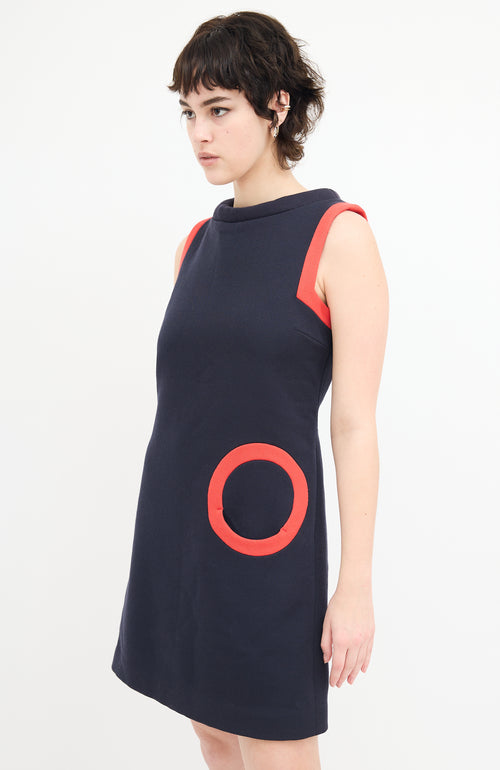 Marc Jacobs Navy & Red Wool Mini Dress