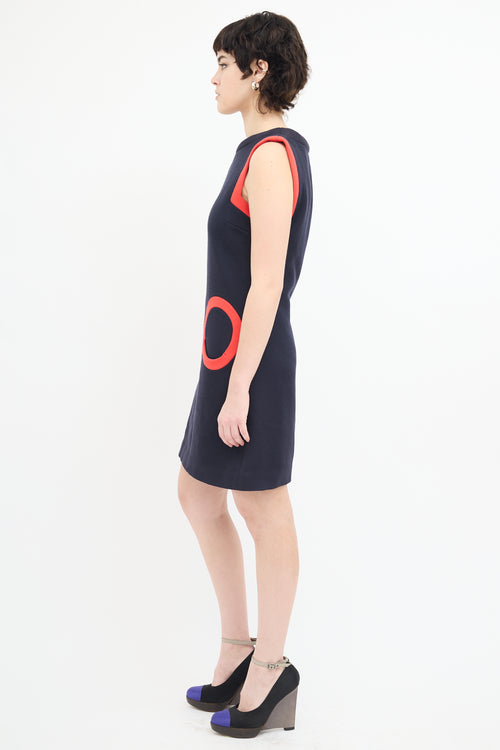 Marc Jacobs Navy & Red Wool Mini Dress