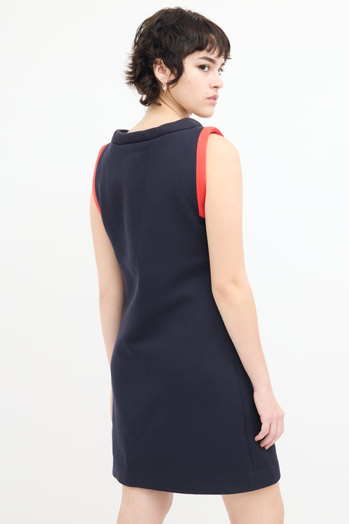 Marc Jacobs Navy & Red Wool Mini Dress