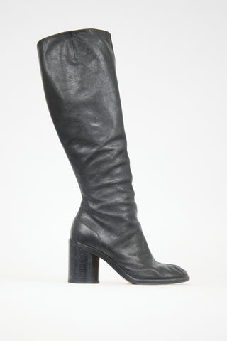 Maison Margiela Leather Knee High Tabi Boot