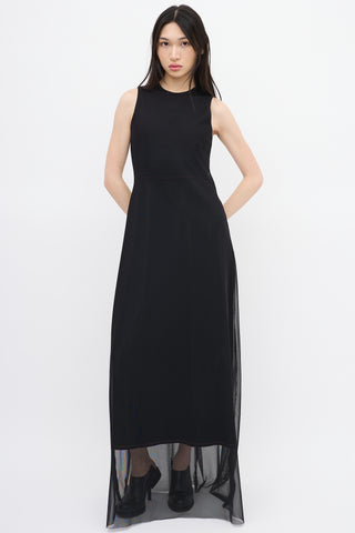 Marie Saint Pierre Black Mesh Overlay Maxi Dress