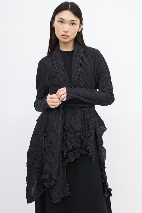 Marie Saint Pierre Black Crinkled Front Tie Top