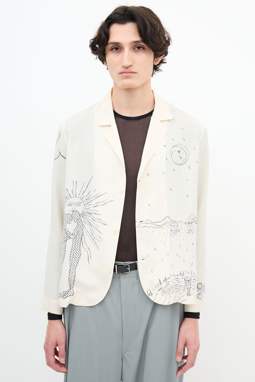 Marine Serre Cream Tarot Printed Shirt