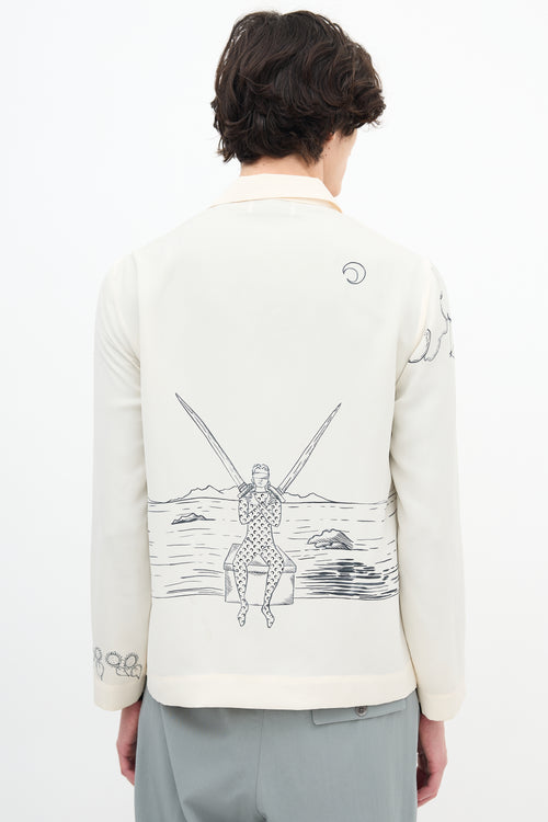 Marine Serre Cream Tarot Printed Shirt