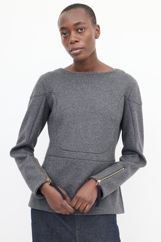 Marni Grey Wool Zip Sweater