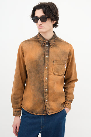 Marni Orange & Black Acid Wash Denim Shirt