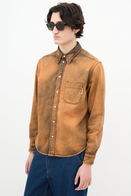 Marni Orange & Black Acid Wash Denim Shirt