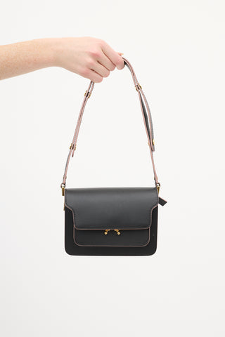 Marni Black & Pink Leather Mini Trunk Bag