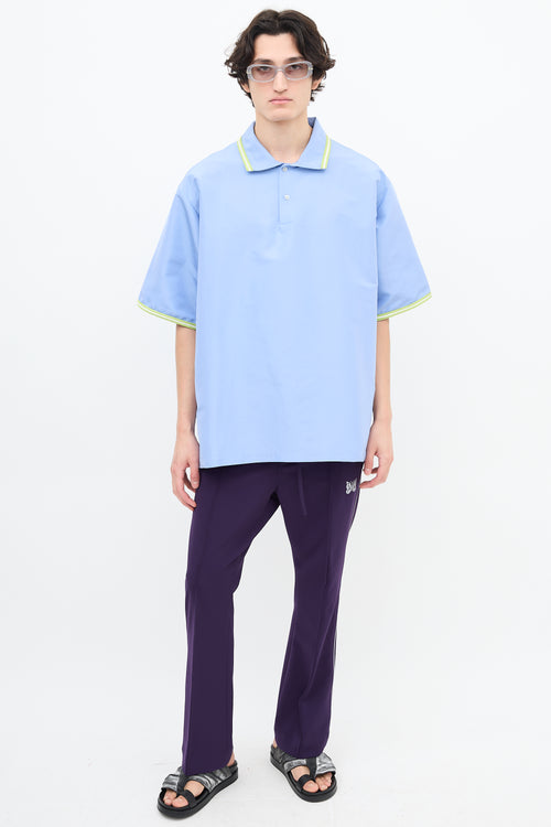 Marni Blue Silk & Green Trim Polo