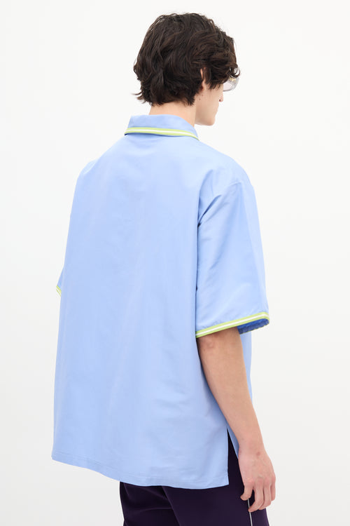 Marni Blue Silk & Green Trim Polo