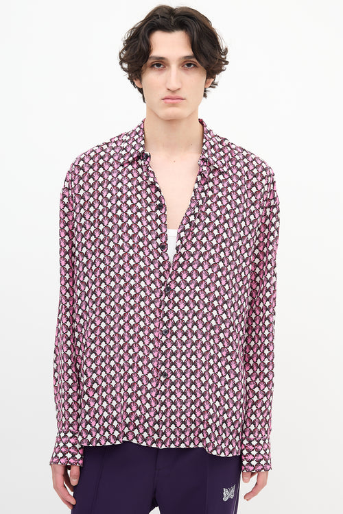 Marni Pink Silk Seashell Print Shirt