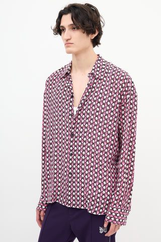 Marni Pink Silk Seashell Print Shirt