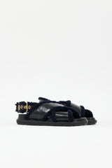 Marni Patent & Shearling Fussbett Sandal