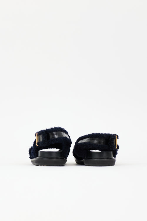 Marni Patent & Shearling Fussbett Sandal
