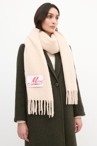 Marni Pink Wool Knit Fringe Scarf