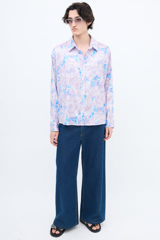 Martine Rose Purple & Blue Floral Jacquard Shirt