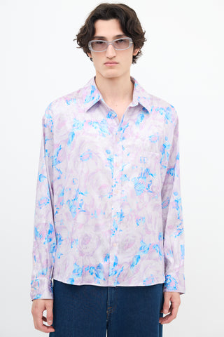 Martine Rose Purple & Blue Floral Jacquard Shirt