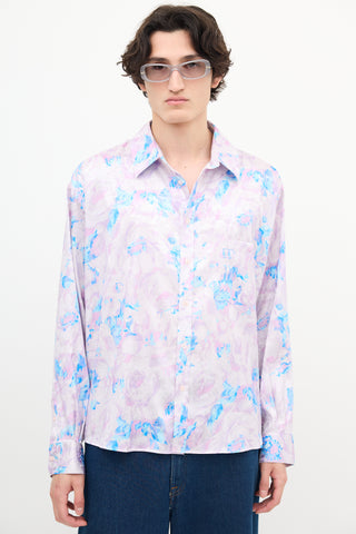 Martine Rose Purple & Blue Floral Jacquard Shirt