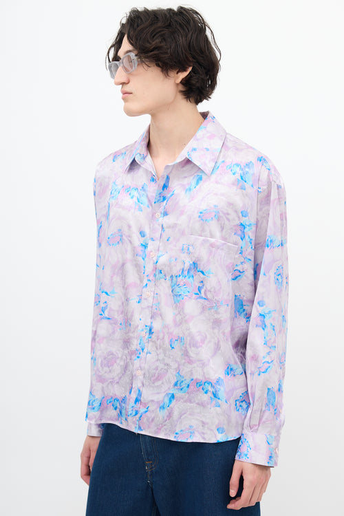 Martine Rose Purple & Blue Floral Jacquard Shirt