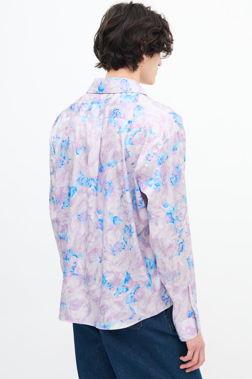 Martine Rose Purple & Blue Floral Jacquard Shirt