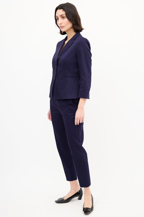 Max Mara Purple Cotton Slim Suit