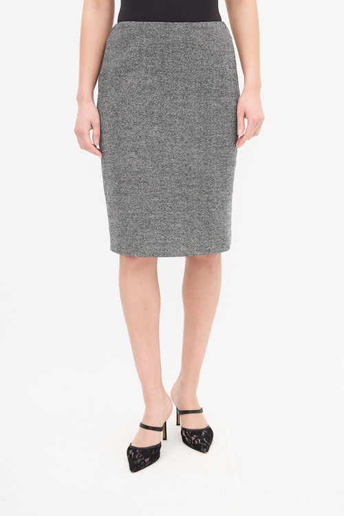 Max Mara Black & White Tweed Skirt Suit