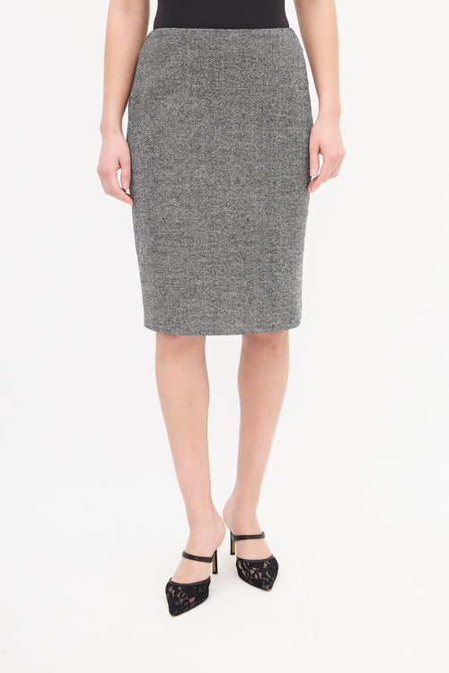 Max Mara Black & White Tweed Skirt Suit