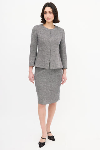 Max Mara Black & White Tweed Skirt Suit