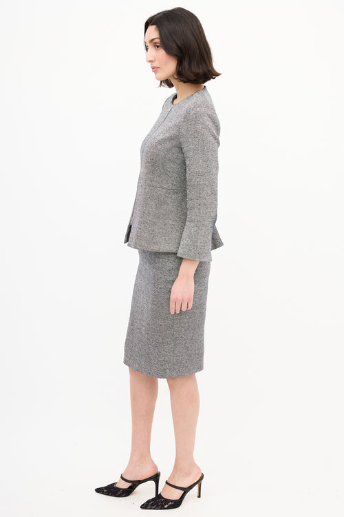 Max Mara Black & White Tweed Skirt Suit