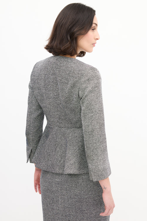 Max Mara Black & White Tweed Skirt Suit