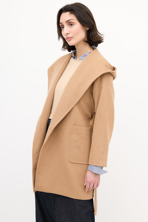 Max Mara Brown Wool Belted Wrap Coat